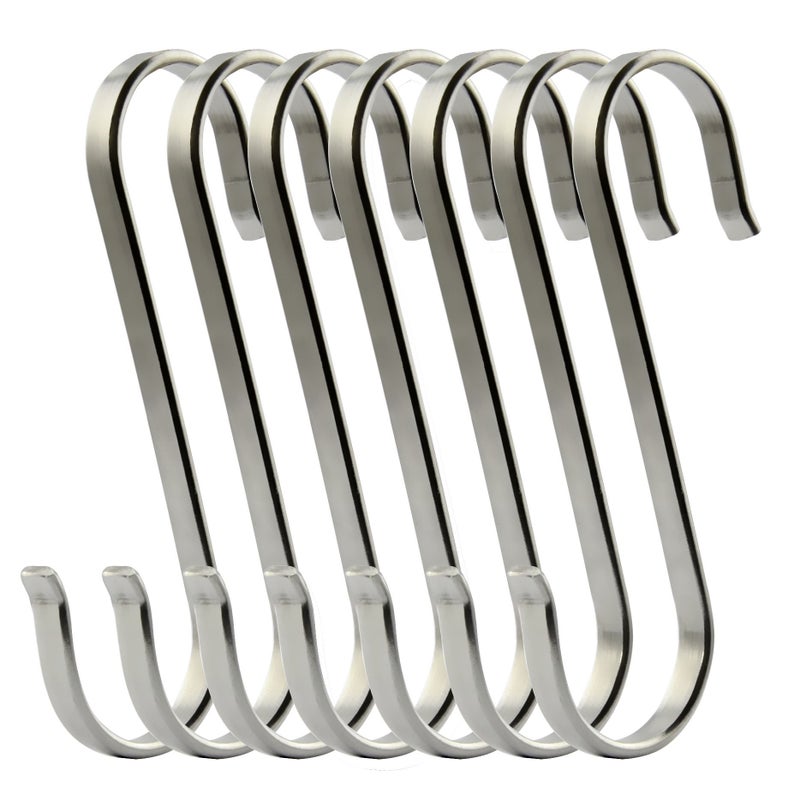 RuiLing 6-Pack Size X-Large Flat S Hooks Heavy-Duty Genuine Solid 304 Stainless Steel S Shaped Hanging Hooks,Kitchen Spoon Pan Pot Hanging Hooks Hangers Multiple uses. - Image 1
